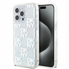 Kryt DKNY Liquid Glitters Checkered Pattern na Apple iPhone 15 Pro Max Biely