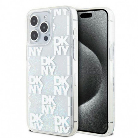 Kryt DKNY Liquid Glitters Checkered Pattern na Apple iPhone 15 Pro Max Biely