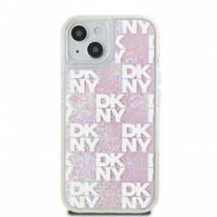 Kryt DKNY Liquid Glitters Checkered Pattern na Apple iPhone 15 Ružový