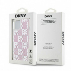Kryt DKNY Liquid Glitters Checkered Pattern na Apple iPhone 15 Ružový