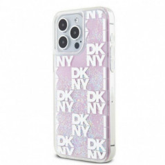 Kryt DKNY Liquid Glitters Checkered Pattern na Apple iPhone 15 Pro Max Ružový