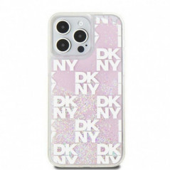 Kryt DKNY Liquid Glitters Checkered Pattern na Apple iPhone 15 Pro Max Ružový