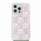 Kryt DKNY Liquid Glitters Checkered Pattern na Apple iPhone 15 Pro Max Ružový