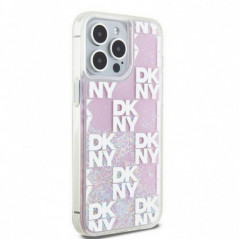 Kryt DKNY Liquid Glitters Checkered Pattern na Apple iPhone 15 Pro Max Ružový