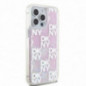 Kryt DKNY Liquid Glitters Checkered Pattern na Apple iPhone 15 Pro Max Ružový