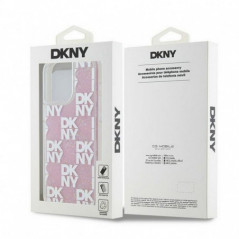 Kryt DKNY Liquid Glitters Checkered Pattern na Apple iPhone 15 Pro Max Ružový