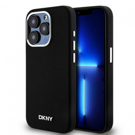 Kryt DKNY Silicone Horizontal Metal Logo na Apple iPhone 14 Pro MagSAFE Čierny
