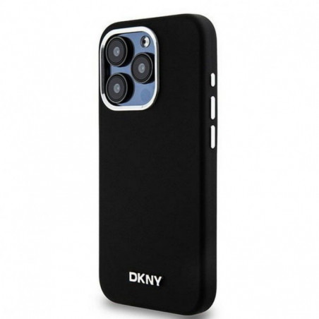 Kryt DKNY Silicone Horizontal Metal Logo na Apple iPhone 14 Pro MagSAFE Čierny