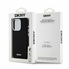 Kryt DKNY Silicone Horizontal Metal Logo na Apple iPhone 14 Pro MagSAFE  Čierny