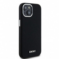 Kryt DKNY Silicone Horizontal Metal Logo na Apple iPhone 15 MagSAFE  Čierny