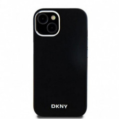 Kryt DKNY Silicone Horizontal Metal Logo na Apple iPhone 15 Plus MagSAFE  Čierny