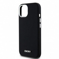 Kryt DKNY Silicone Horizontal Metal Logo na Apple iPhone 15 Plus MagSAFE  Čierny