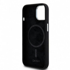 Kryt DKNY Silicone Horizontal Metal Logo na Apple iPhone 15 Plus MagSAFE  Čierny