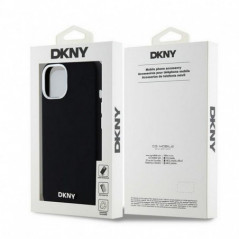 Kryt DKNY Silicone Horizontal Metal Logo na Apple iPhone 15 Plus MagSAFE  Čierny