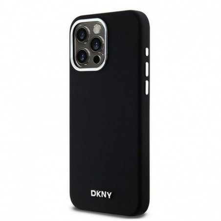 Kryt DKNY Silicone Horizontal Metal Logo na Apple iPhone 15 Pro Max MagSAFE  Čierny