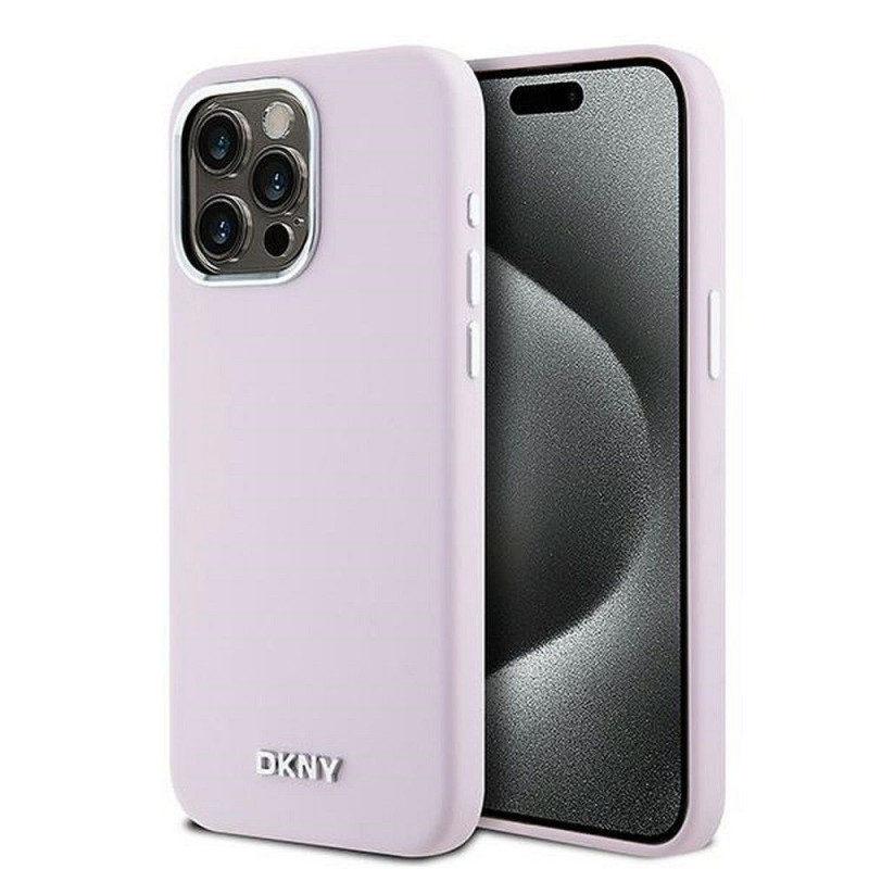 Kryt DKNY Silicone Horizontal Metal Logo na Apple iPhone 14 Pro Max MagSAFE  Ružový