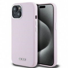 Kryt DKNY Silicone Horizontal Metal Logo na Apple iPhone 15 MagSAFE Ružový