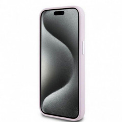 Kryt DKNY Silicone Horizontal Metal Logo na Apple iPhone 15 Plus MagSAFE  Ružový