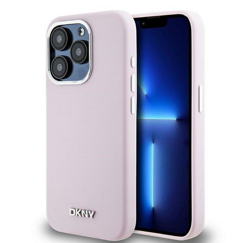 Kryt DKNY Silicone Horizontal Metal Logo na Apple iPhone 15 Pro MagSAFE  Ružový