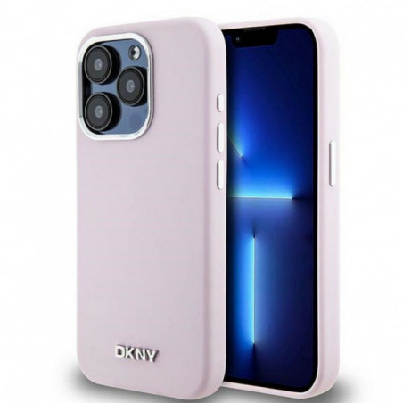 Kryt DKNY Silicone Horizontal Metal Logo na Apple iPhone 15 Pro MagSAFE Ružový