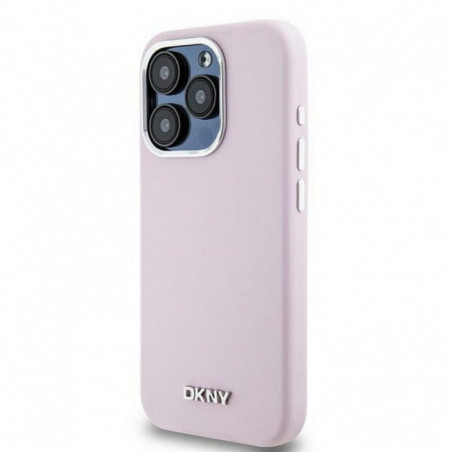 Kryt DKNY Silicone Horizontal Metal Logo na Apple iPhone 15 Pro MagSAFE Ružový