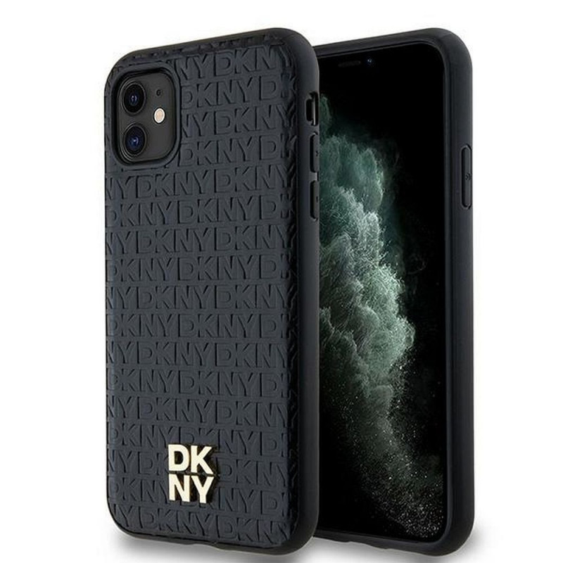 Kryt DKNY Pu Repeat Pattern Stack Logo na Apple iPhone 11 MagSAFE  Čierny