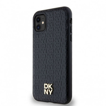 Kryt DKNY Pu Repeat Pattern Stack Logo na Apple iPhone 11 MagSAFE Čierny