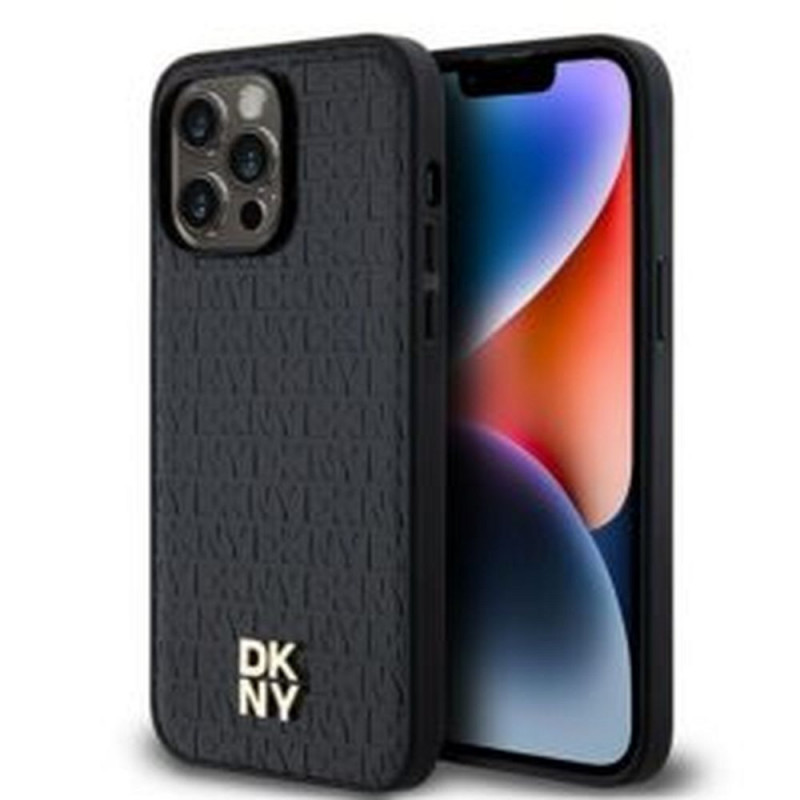 Kryt DKNY Pu Repeat Pattern Stack Logo na Apple iPhone 14 Pro MagSAFE  Čierny