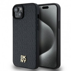 Kryt DKNY Pu Repeat Pattern Stack Logo na Apple iPhone 15 MagSAFE Čierny