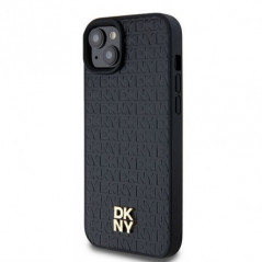 Kryt DKNY Pu Repeat Pattern Stack Logo na Apple iPhone 15 MagSAFE Čierny