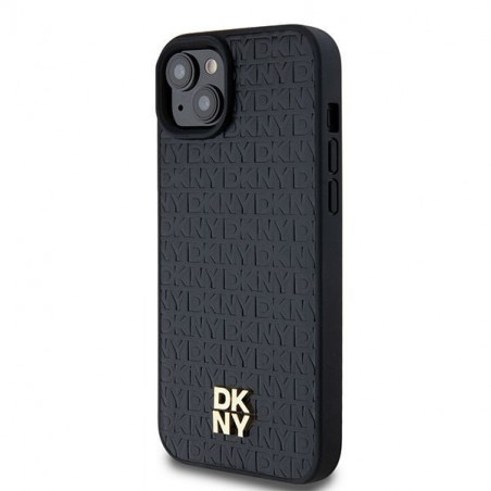 Kryt DKNY Pu Repeat Pattern Stack Logo na Apple iPhone 15 MagSAFE Čierny