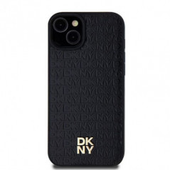 Kryt DKNY Pu Repeat Pattern Stack Logo na Apple iPhone 15 MagSAFE  Čierny