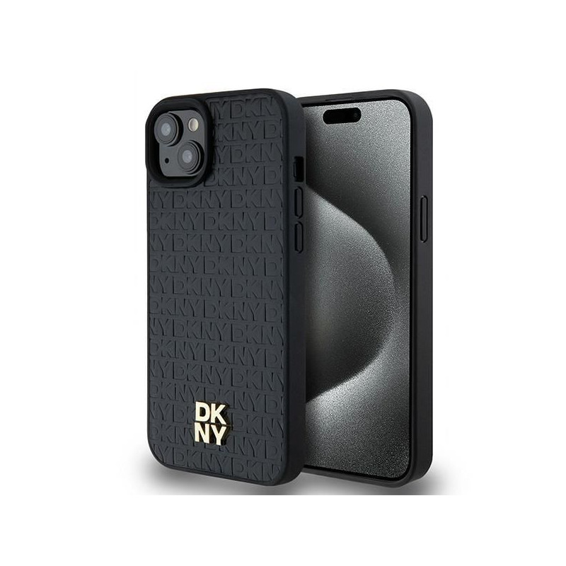 Kryt DKNY Pu Repeat Pattern Stack Logo na Apple iPhone 15 Plus MagSAFE  Čierny