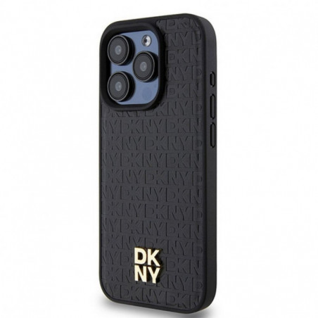 Kryt DKNY Pu Repeat Pattern Stack Logo na Apple iPhone 15 Pro MagSAFE Čierny