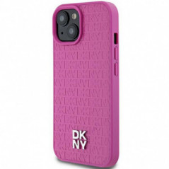 Kryt DKNY Pu Repeat Pattern Stack Logo na Apple iPhone 15 MagSAFE Ružový