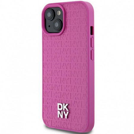 Kryt DKNY Pu Repeat Pattern Stack Logo na Apple iPhone 15 MagSAFE Ružový