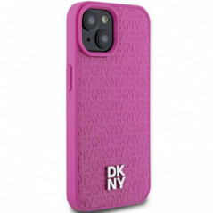 Kryt DKNY Pu Repeat Pattern Stack Logo na Apple iPhone 15 MagSAFE  Ružový