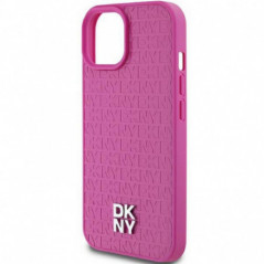 Kryt DKNY Pu Repeat Pattern Stack Logo na Apple iPhone 15 MagSAFE  Ružový