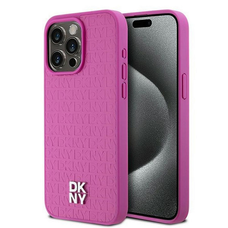 Kryt DKNY Pu Repeat Pattern Stack Logo na Apple iPhone 15 Pro Max MagSAFE  Ružový