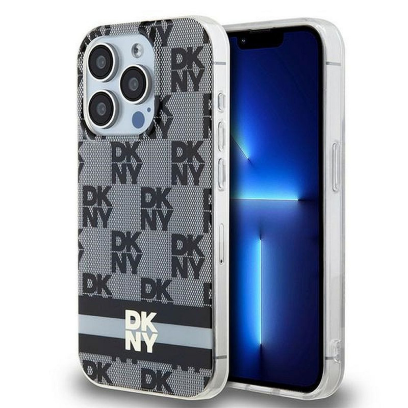 Kryt DKNY Checkered Pattern Printed Stripes na Apple iPhone 14 Pro MagSAFE  Čierny