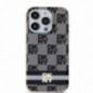 Kryt DKNY Checkered Pattern Printed Stripes na Apple iPhone 14 Pro MagSAFE  Čierny