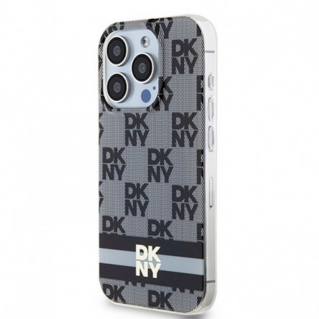 Kryt DKNY Checkered Pattern Printed Stripes na Apple iPhone 14 Pro Max MagSAFE  Čierny