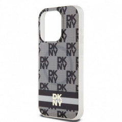 Kryt DKNY Checkered Pattern Printed Stripes na Apple iPhone 14 Pro Max MagSAFE  Čierny