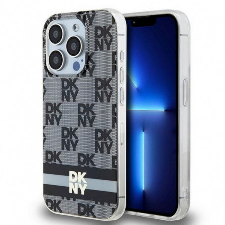 Kryt DKNY Checkered Pattern Printed Stripes na Apple iPhone 15 Pro MagSAFE Čierny