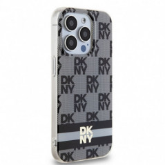 Kryt DKNY Checkered Pattern Printed Stripes na Apple iPhone 15 Pro Max MagSAFE  Čierny