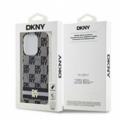 Kryt DKNY Checkered Pattern Printed Stripes na Apple iPhone 15 Pro Max MagSAFE  Čierny
