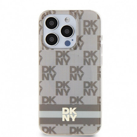 Kryt DKNY Checkered Pattern Printed Stripes na Apple iPhone 13 Pro MagSAFE Béžový