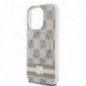 Kryt DKNY Checkered Pattern Printed Stripes na Apple iPhone 14 Pro Max MagSAFE  Béžový