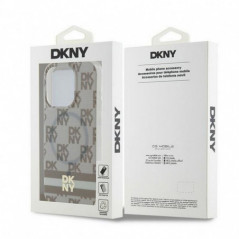 Kryt DKNY Checkered Pattern Printed Stripes na Apple iPhone 14 Pro Max MagSAFE  Béžový