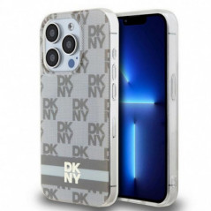 Kryt DKNY Checkered Pattern Printed Stripes na Apple iPhone 15 Pro Max MagSAFE Béžový